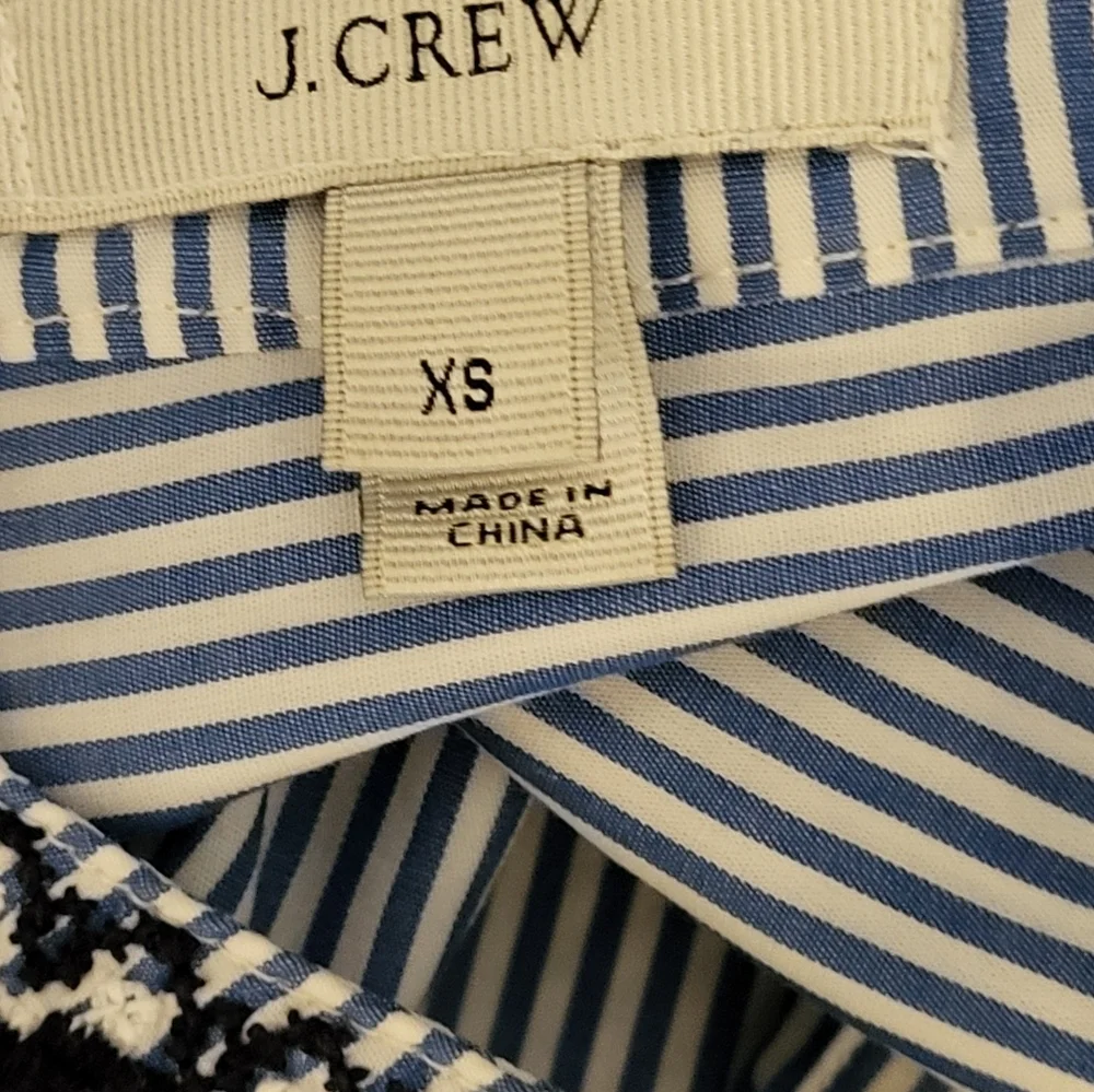 J Crew XSmall Cotton Striped Shirt Dress Blue/White